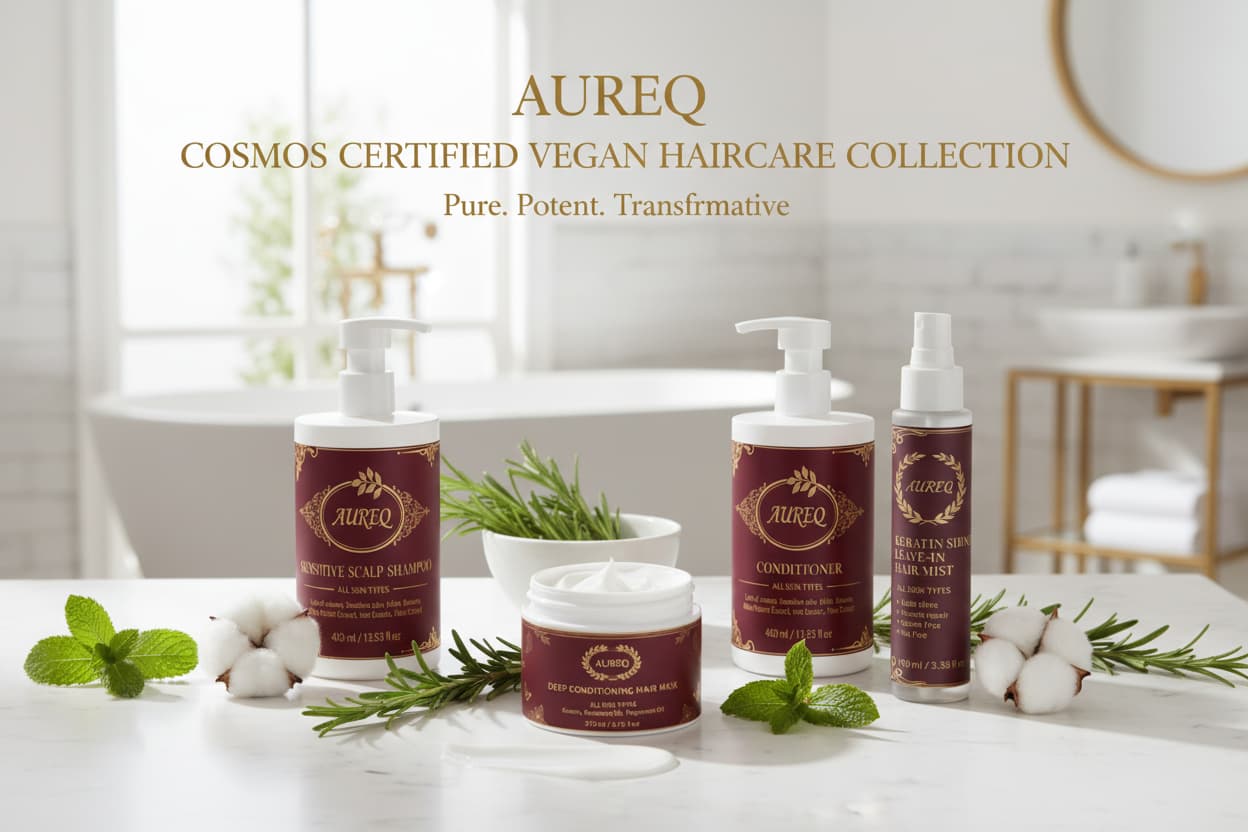 AUREQ Hair Care - Natural hair care collection with Rosemary Hair & Scalp Strengthening Oil and Deep Cleanse Scalp Scrub, ECOCERT certified