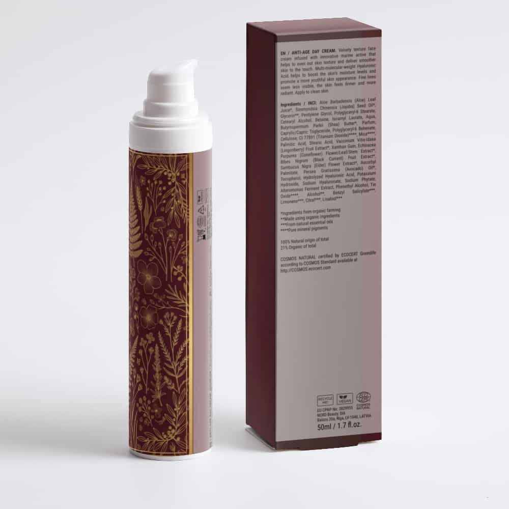 anti-ageing duo AUREQ Peptide Serum and Day Cream set product packaging with pump bottle and box