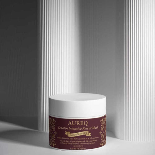 keratin hair mask AUREQ Intensive Repair Treatment 170ml jar for damaged hair, hydrolyzed keratin, peptides, wheat protein for shine