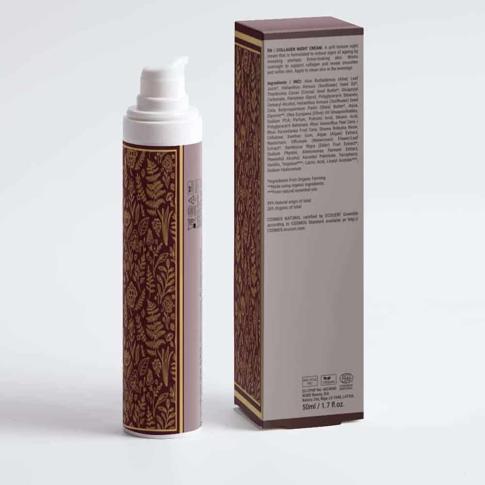 AUREQ Collagen Anti-Age Night Cream - Organic Anti-Age Night Cream in a 50ml container with elegant packaging.